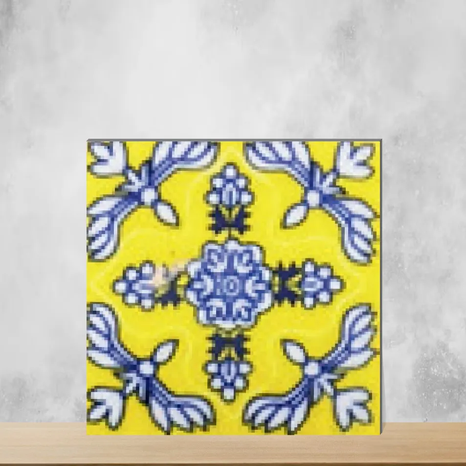 Ceramic Florica Yellow Sunshine Blossom Handmade Tiles Glossy Square Tiles TL-88-G (2x2 inch | 7 mm)